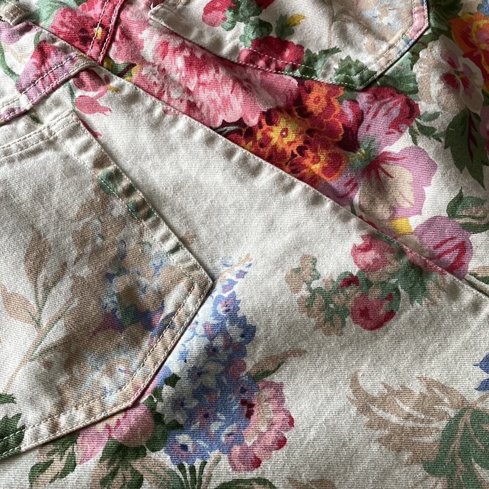 Vintage Floral Denim Ralph Lauren midi skirt